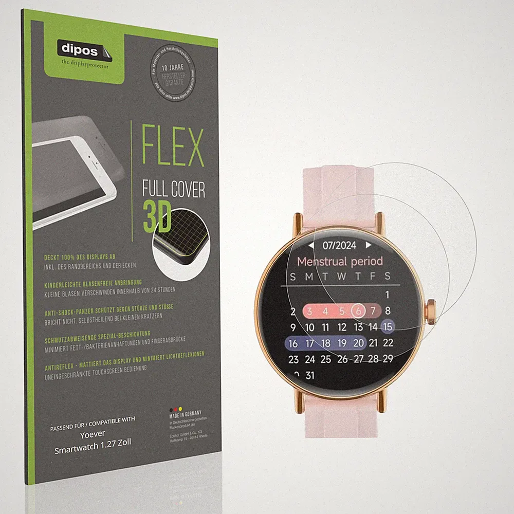 2x Full Cover Schutzfolie matt für Yoever Smartwatch 1.27 Zoll Panzerfolie