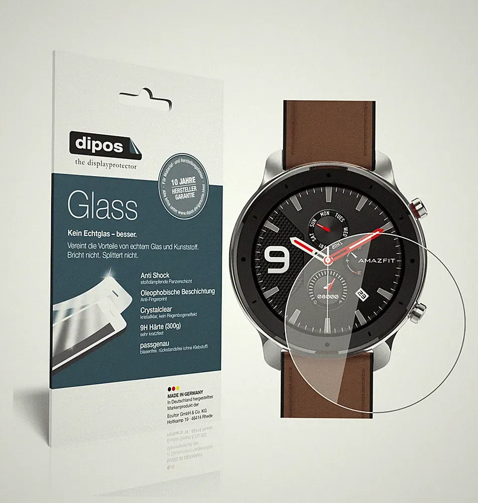 2x Schutzfolie für Amazfit GTR 47mm Smartwatch - Anti-Shock 9H Folie dipos