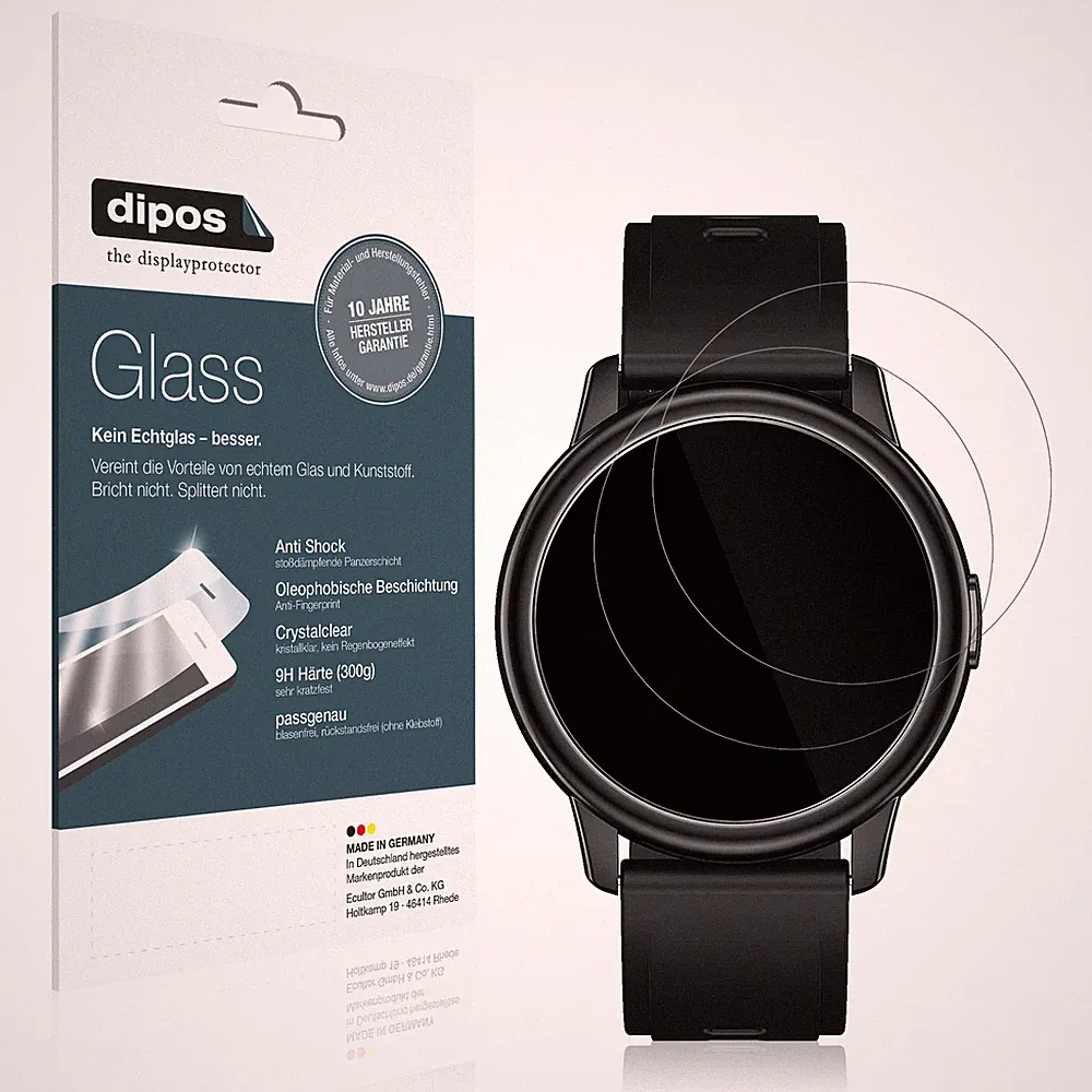 2x Schutzfolie für Cillso 1,3 Zoll Smartwatch - Anti-Shock 9H Folie dipos Glass