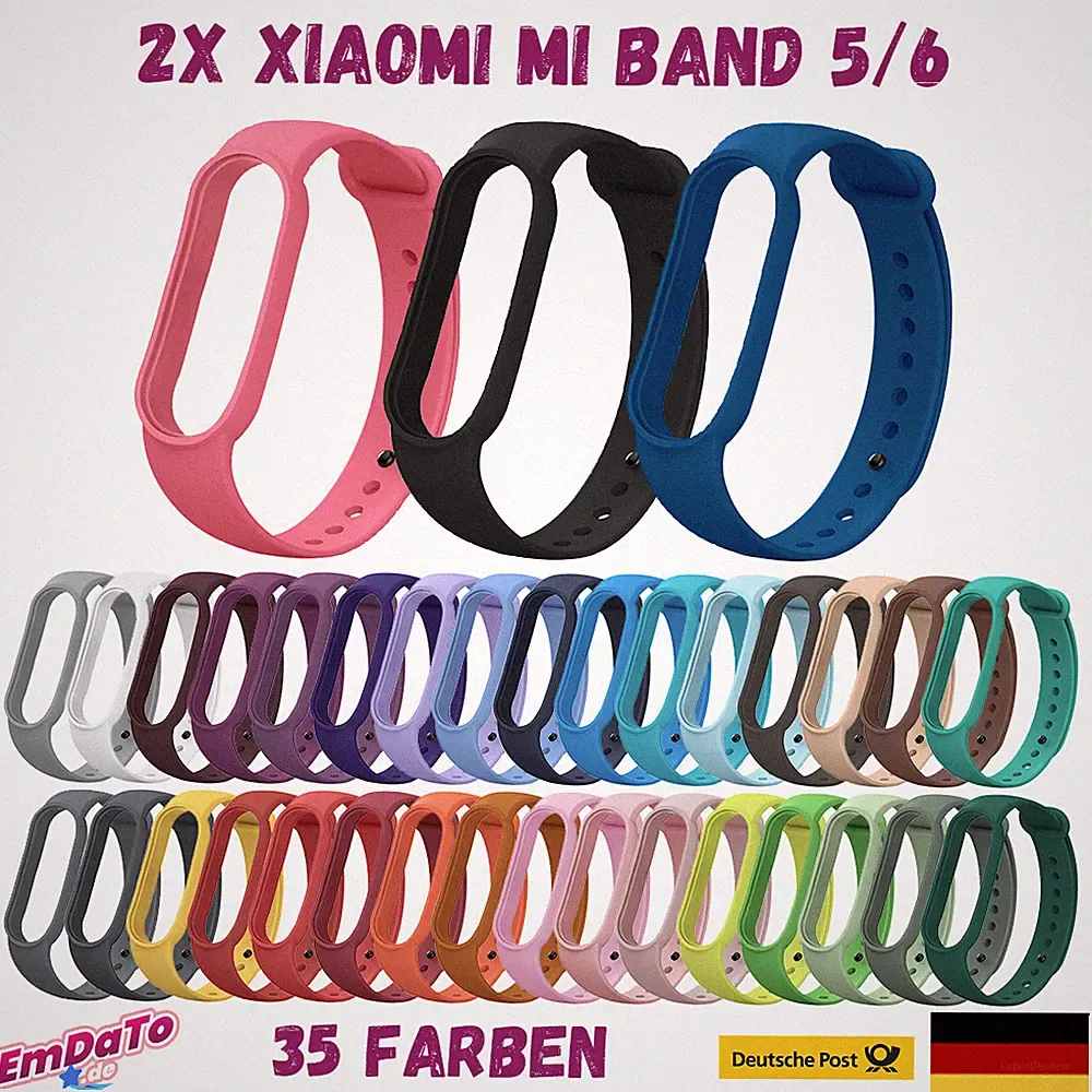 2x Xiaomi Mi 5 / 6 Ersatz Armband Fitness Sport Tracker Silikon Smartwatch bunt