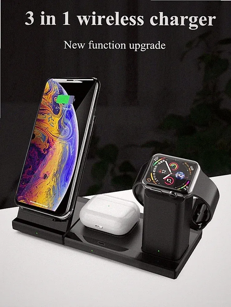 3 in 1 Kabelloses Ladegerät Induktion Ladestation für Smartphone und Smartwatch