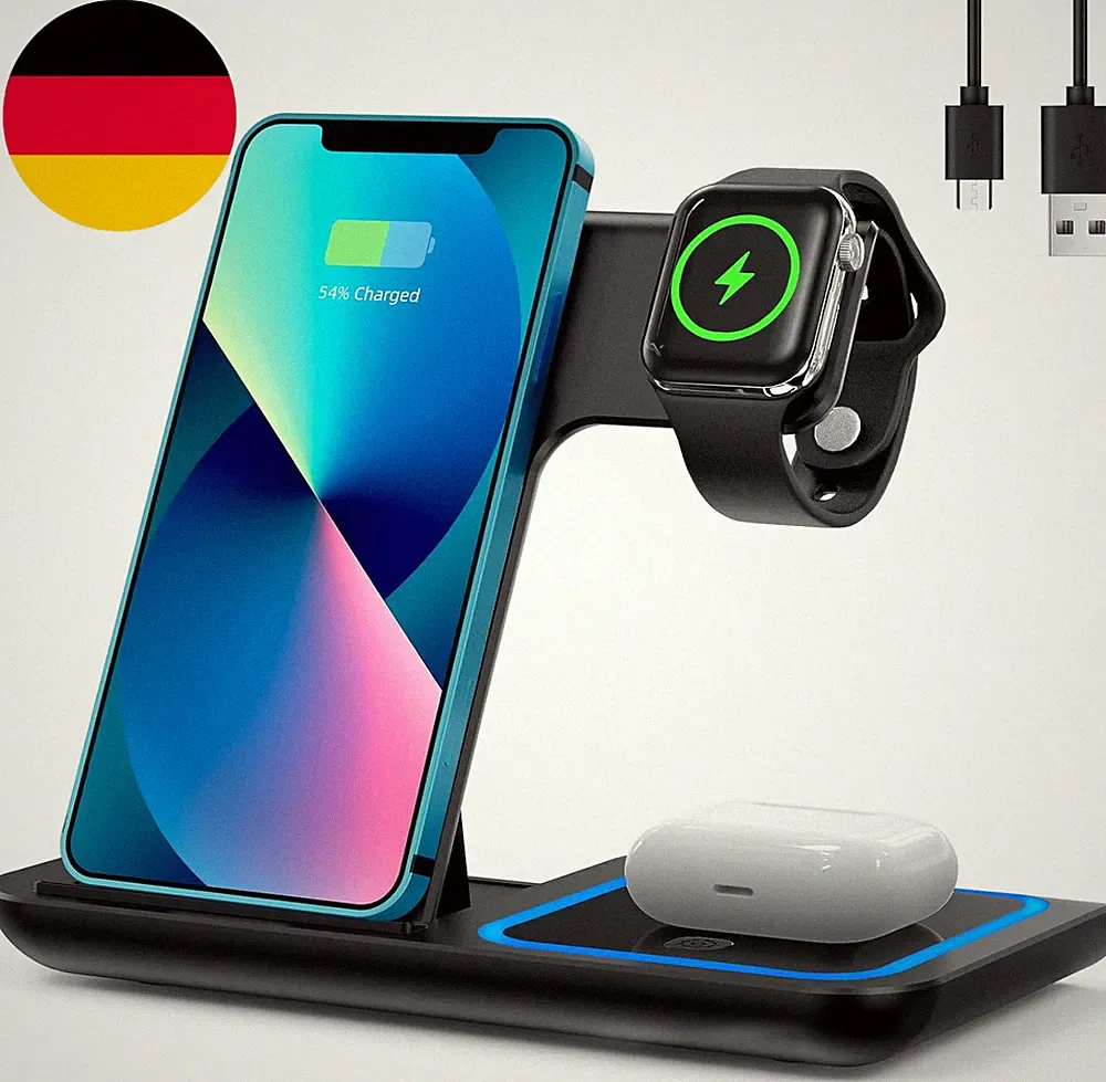 3 in 1 Ladestation Apple Watch Und Iphone, Wireless Charger Induktive Ladestatio