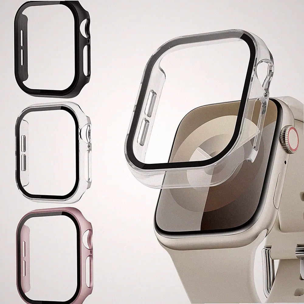 3 Stück Schutzhülle mit Displayschutzfolie Kompatibel mit Apple Watch Series