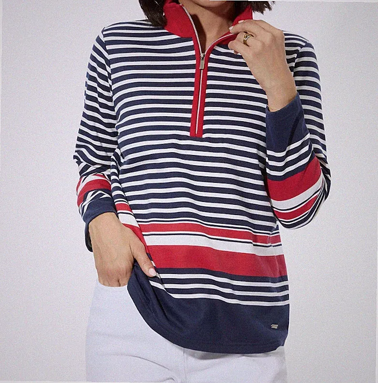 376789 Witt Weiden Damen Sweatshirt Shirt gestreift marine rot NEU Gr. 36 - 54