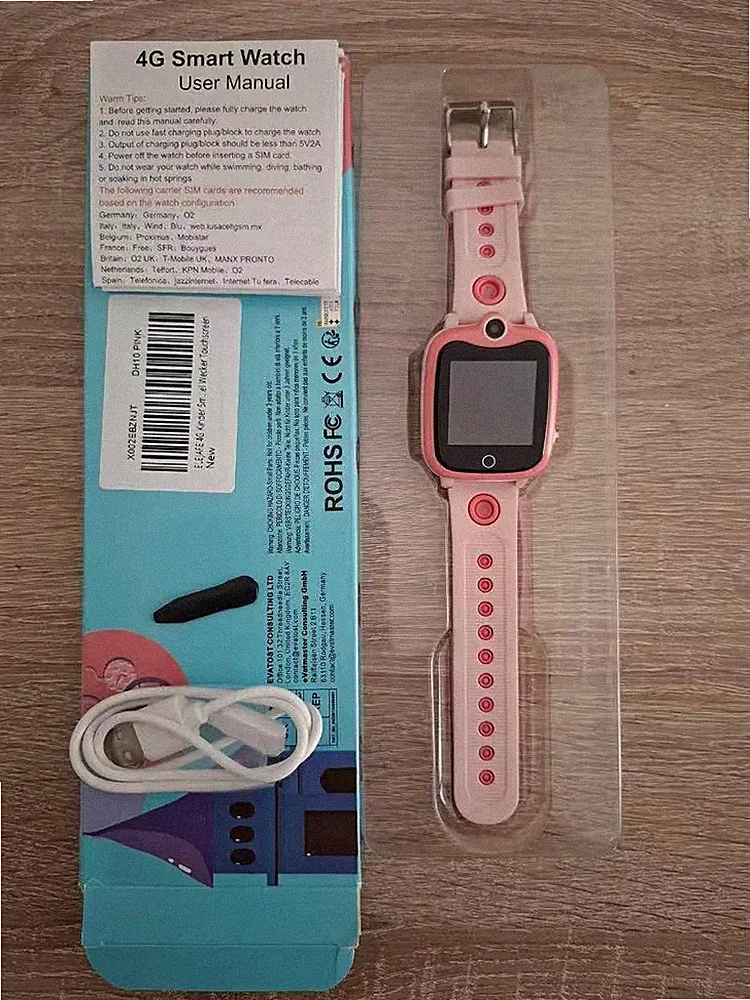 4G DH10 Smartwatch Kinder Pink-Gebraucht!