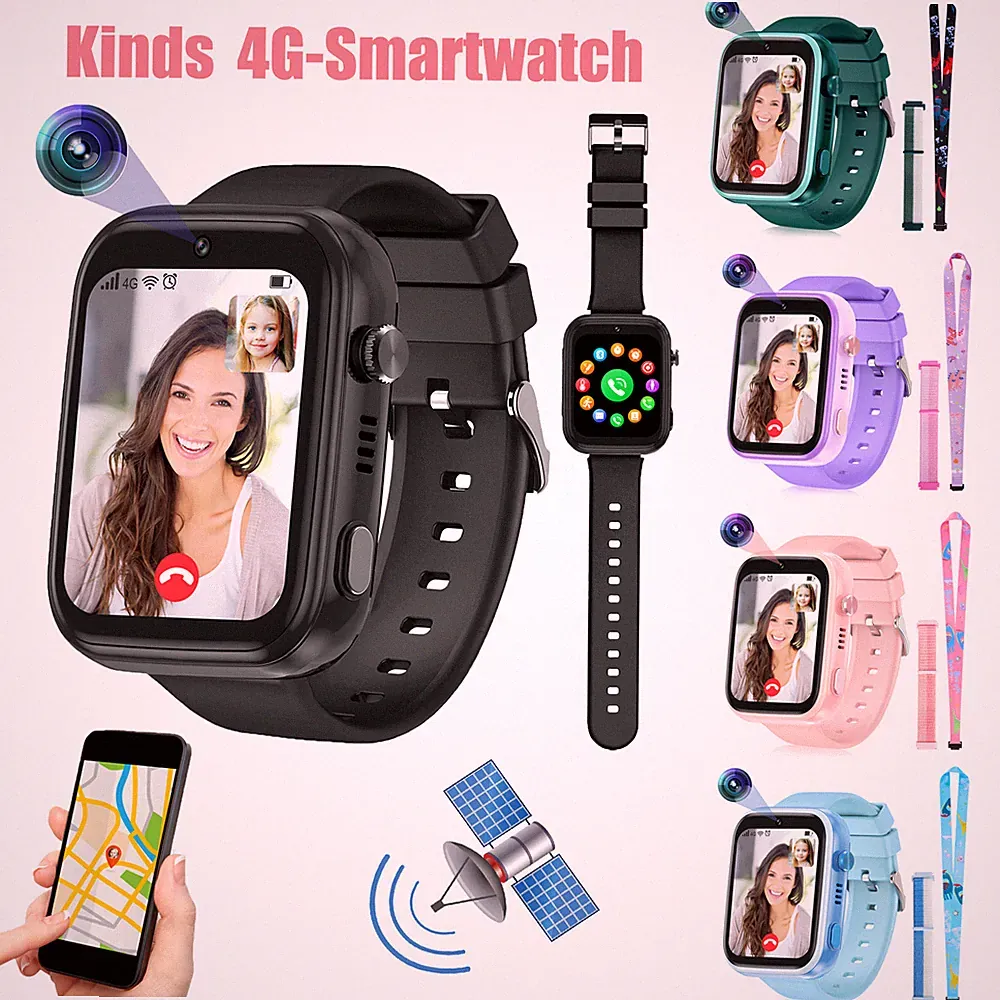 4G Kinder Smartwatch GPS mit Anruffunktion Touchscreen WiFi SOS Kindergeschenk