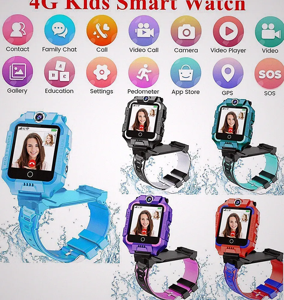 4G Kinder-Smartwatch GPS-Telefon SOS-Kamera WLAN Alter 3–12 Jahre Geschenk