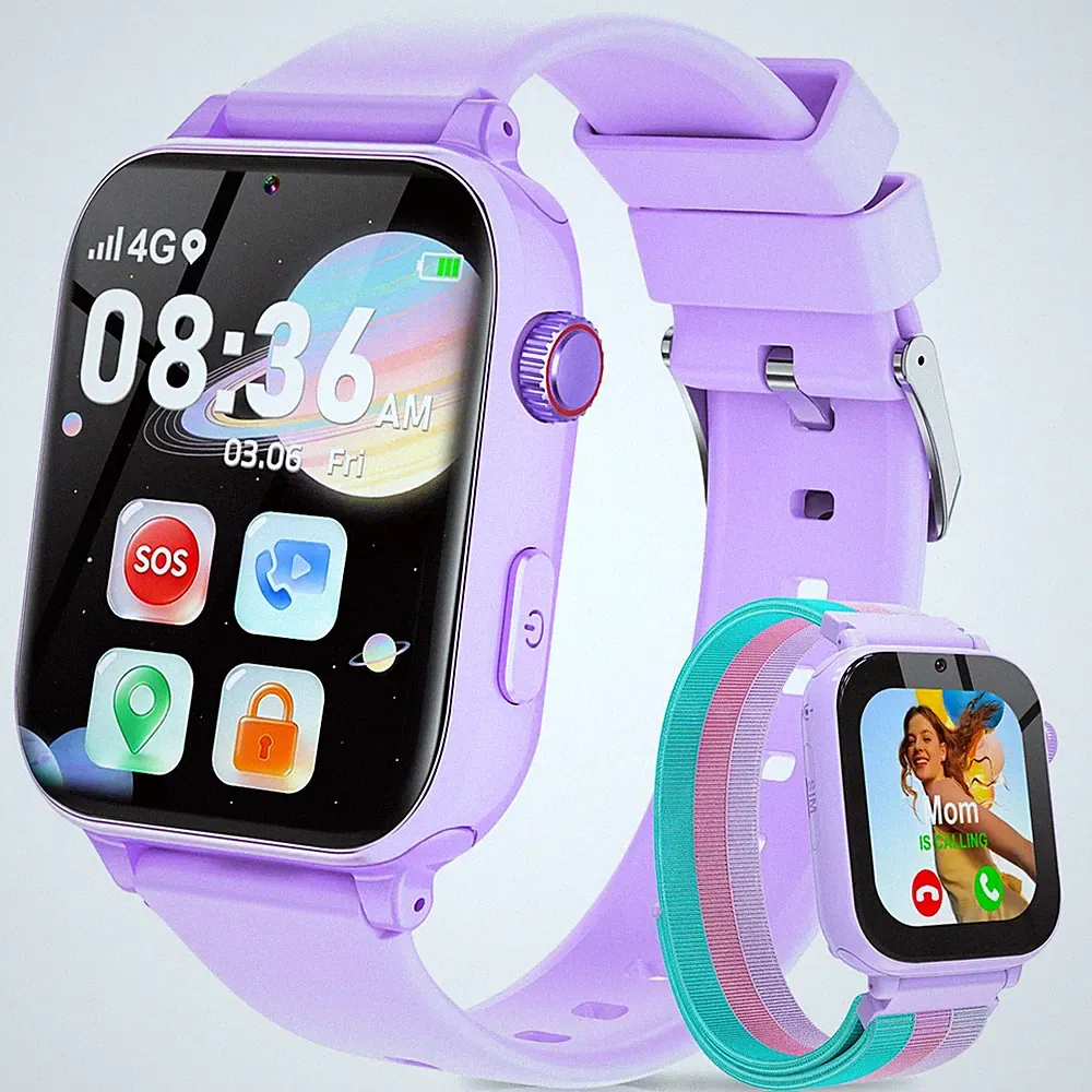 4G Smartwatch Kinder, Kinder Telefonuhr mit Videoanruf, Voice Chat, GPS, SOS,...