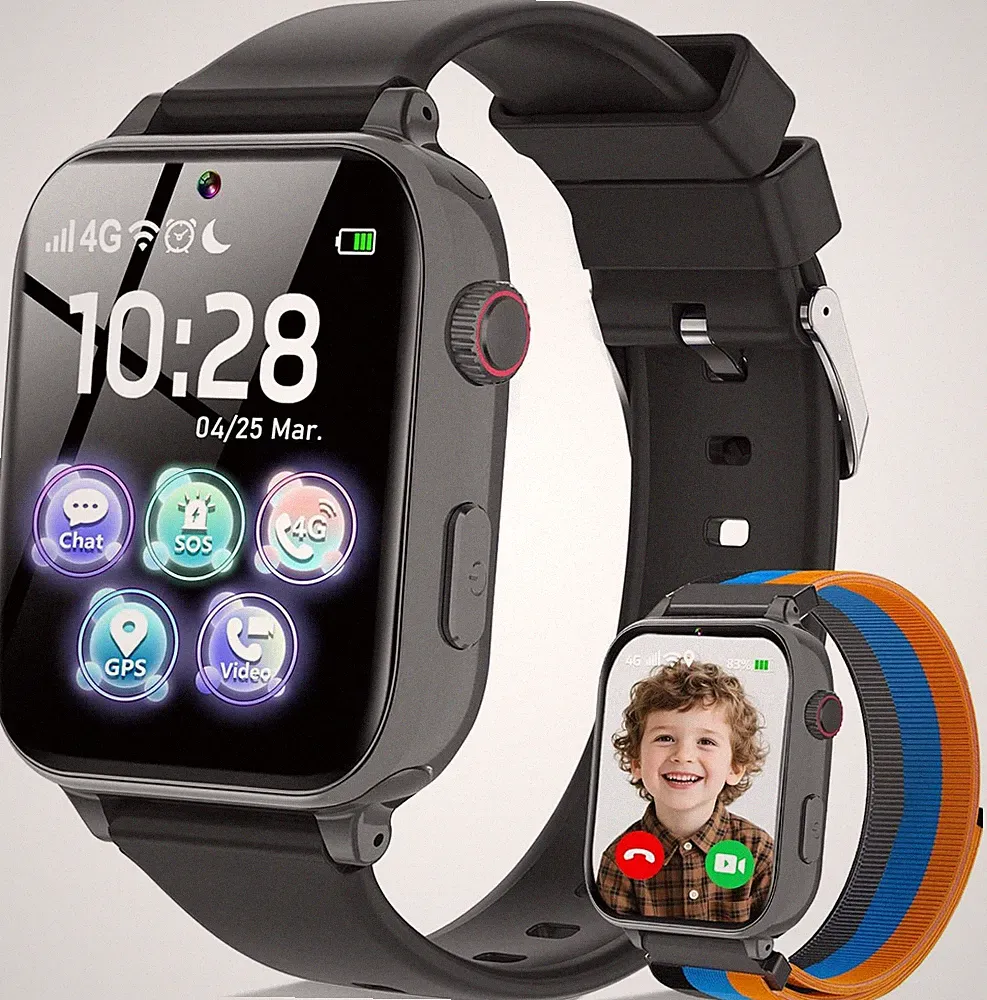 4G Smartwatch Kinder, Kinder Telefonuhr Mit Videoanruf, Voice Chat, GPS, SOS, Sc