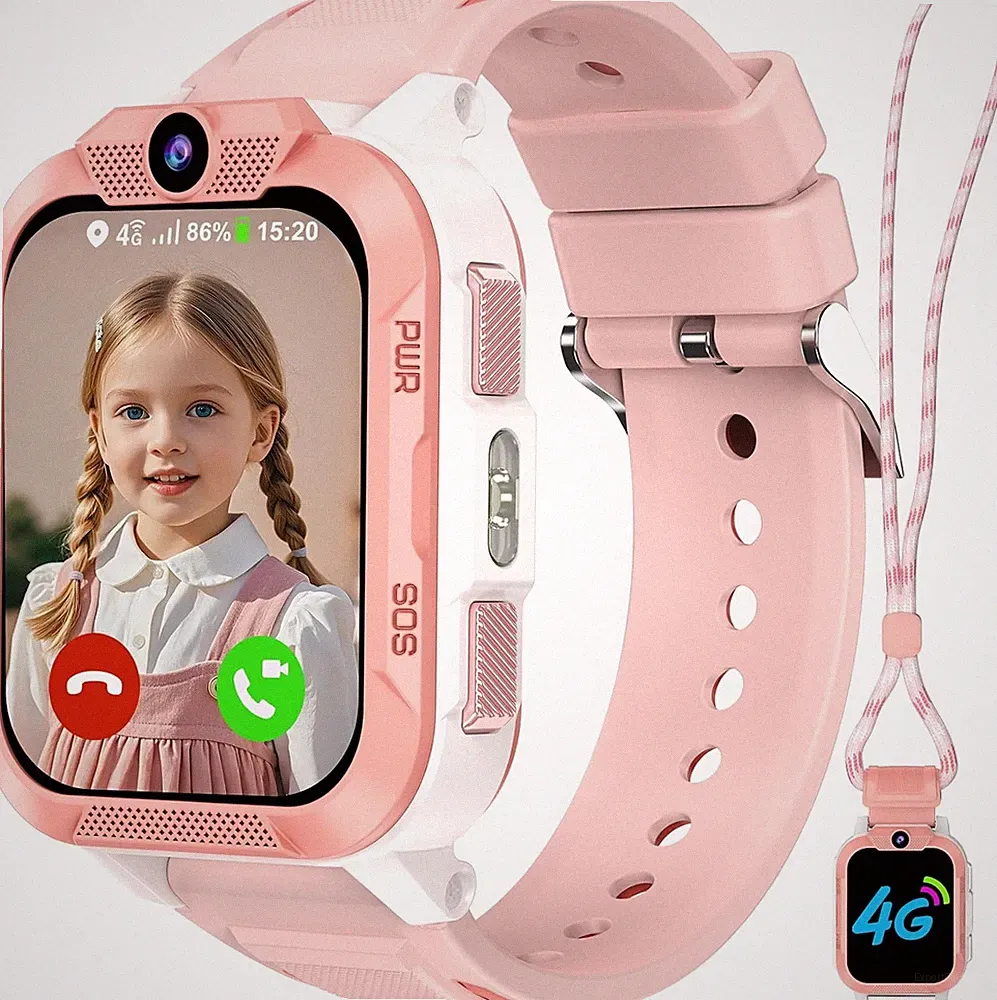 4G Smartwatch Kinder mit GPS und Telefon, SOS-Taste, Schulmodus mit SIM Slot