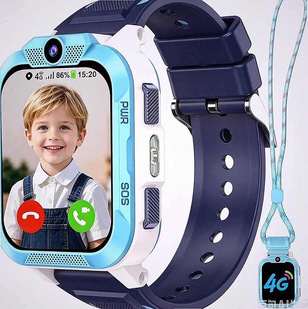 4G Smartwatch Kinder mit GPS und Telefon, SOS-Taste, Schulmodus Taschenlampe