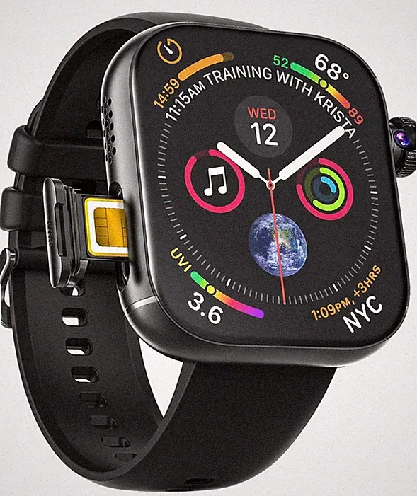 4G Smartwatch mit SIM Android GPS WLAN Kamera 32GB AMOLED Damen Uhr schwarz