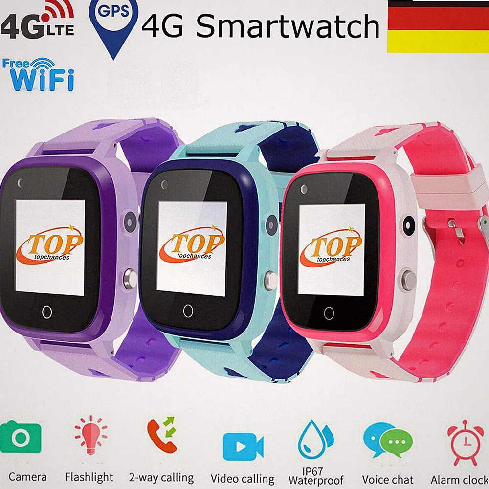 4G WIFI Kinder Smartwatch Wasserdicht GPS Tracker mit SOS Videoanruf Kamera