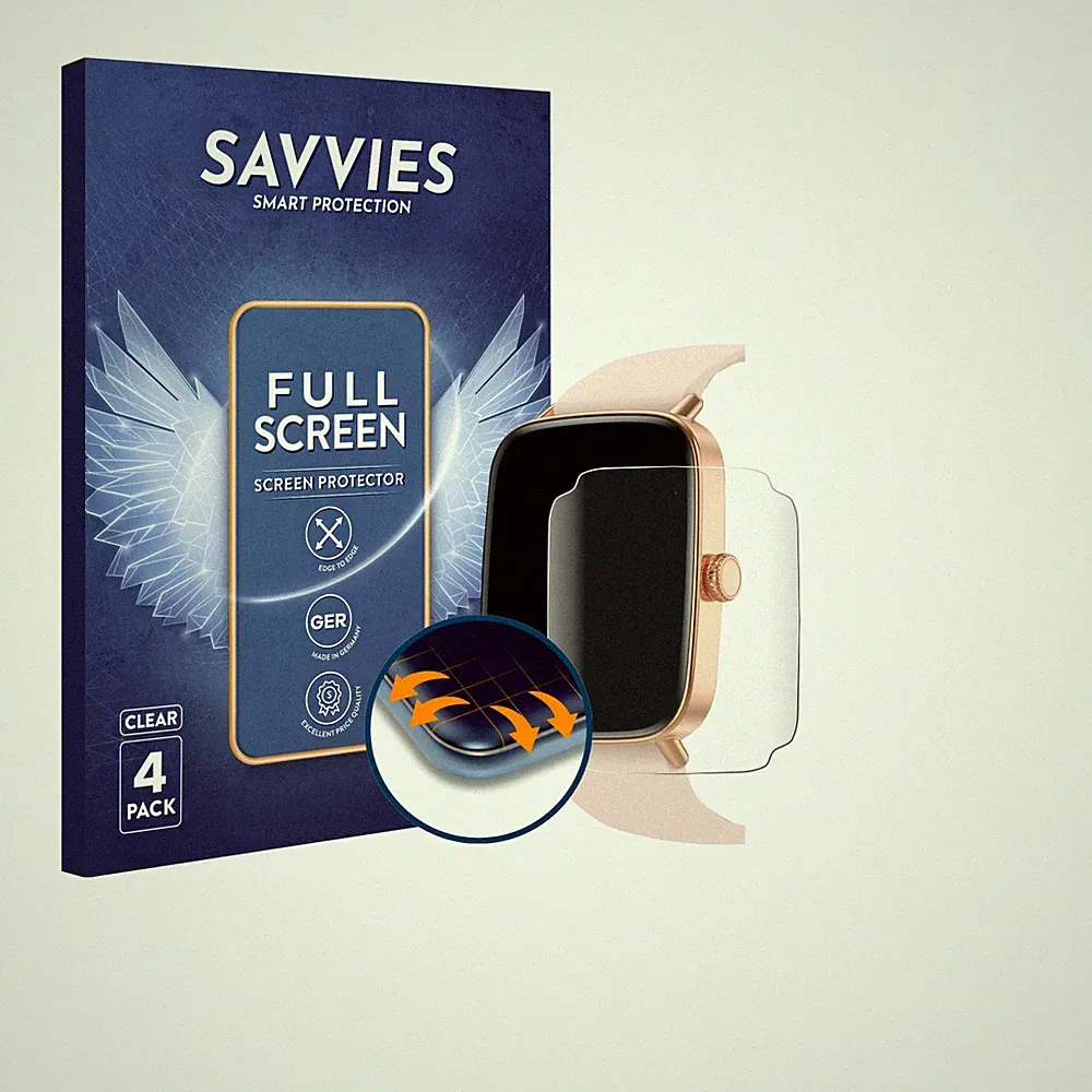 4x Full-Screen Schutz Folie für Yoever Smartwatch 1.85" 3D Edge Display