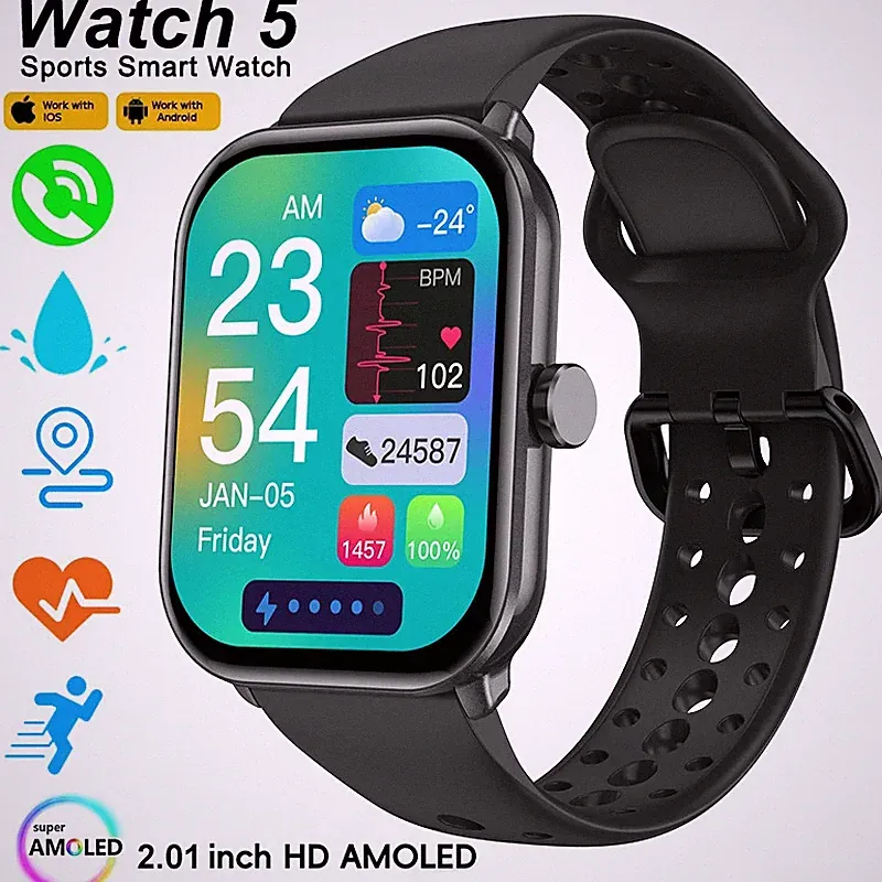 5-in-1 AMOLED Smartwatch mit Bluetooth, GPS & Pulsmesser