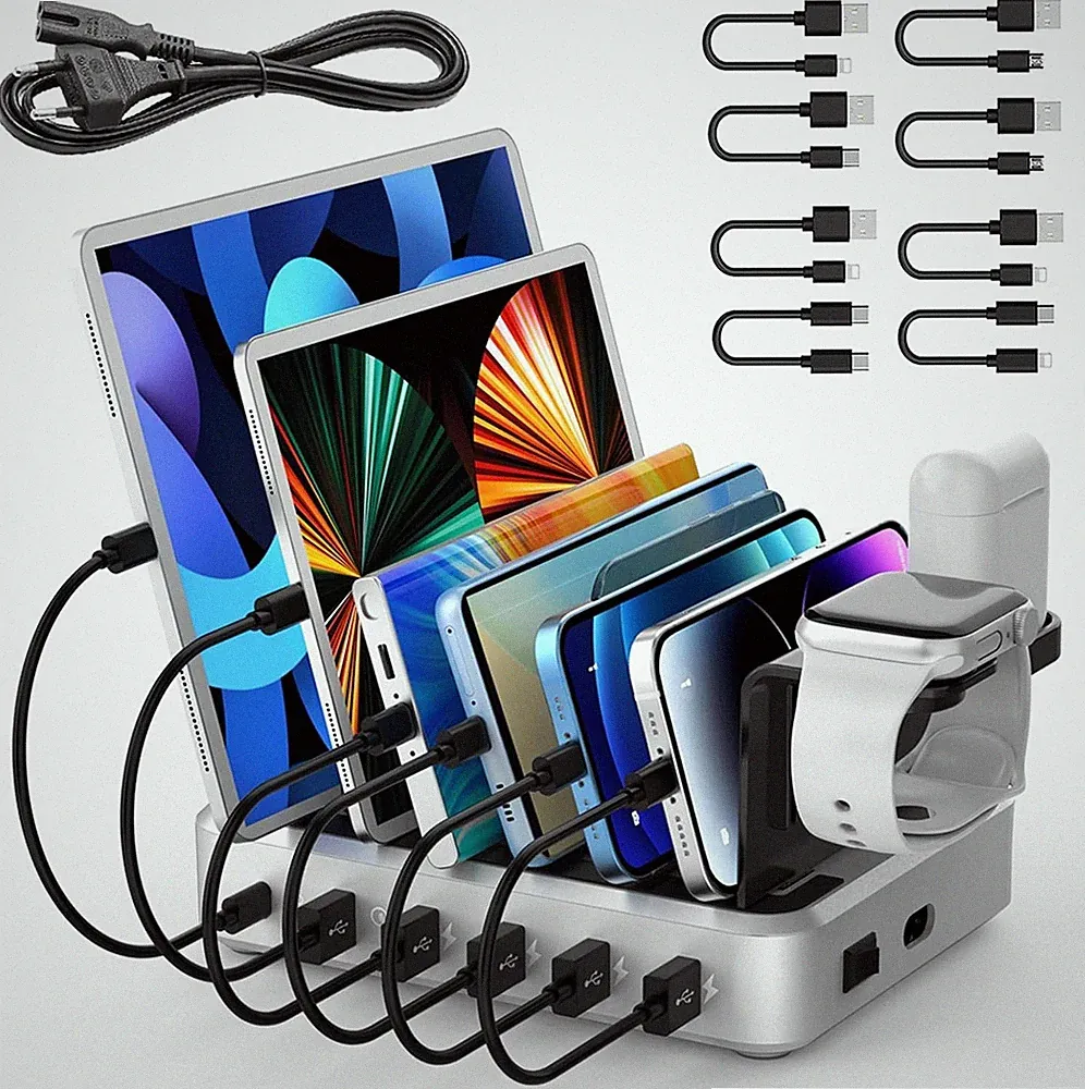 5-in-1 kabelloses InduktionsLadegerät mit USB-C, Ladestation für SmartWatch&mehr
