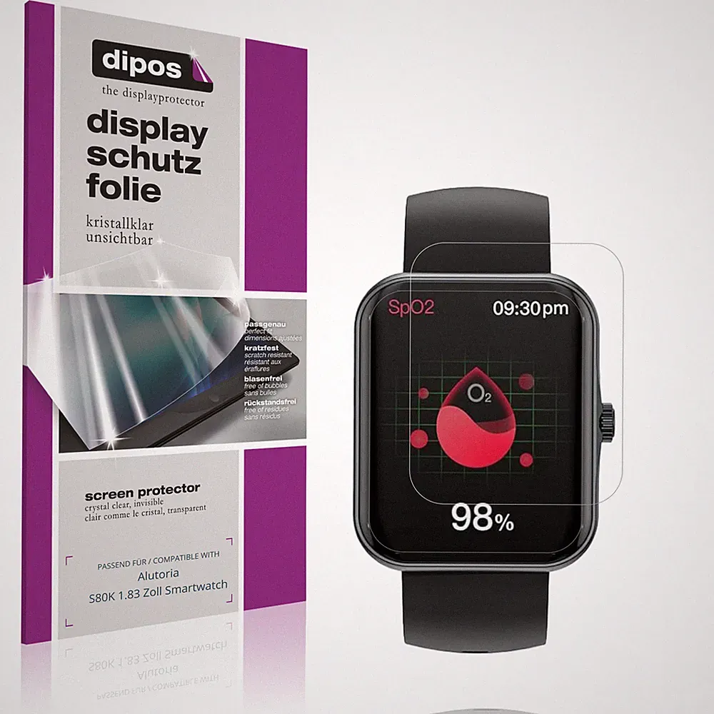 6x Schutzfolie klar für Alutoria S80K 1.83 Zoll Smartwatch Displayschutzfolie