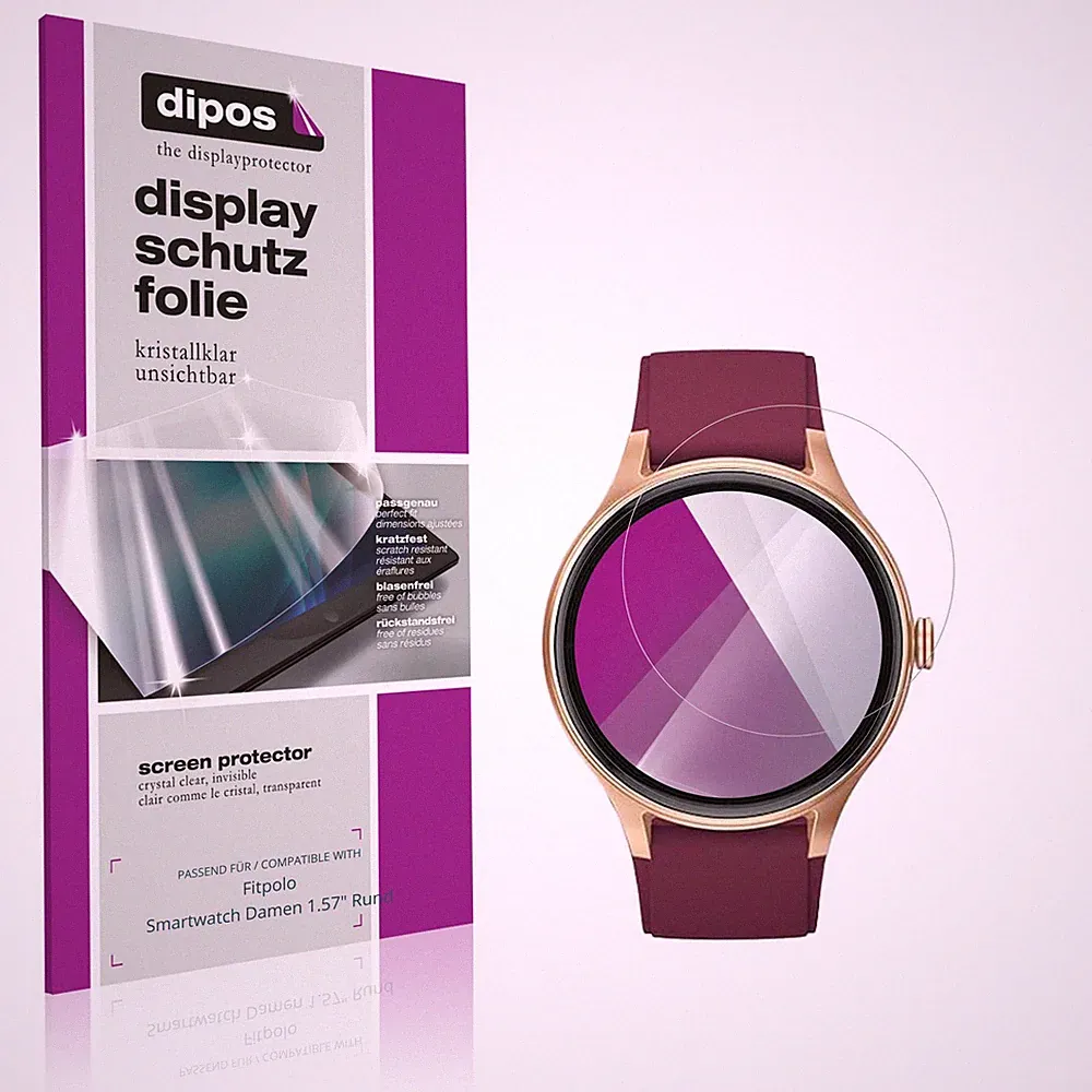 6x Schutzfolie klar für Fitpolo Smartwatch Damen 1.57" Rund Displayschutzfolie