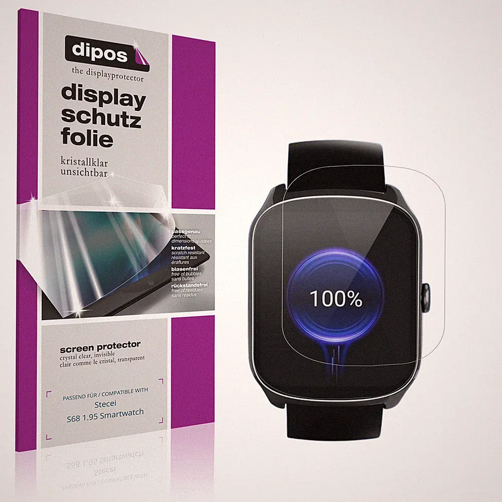 6x Schutzfolie klar für Stecei S68 1.95 Smartwatch Displayschutzfolie Folie