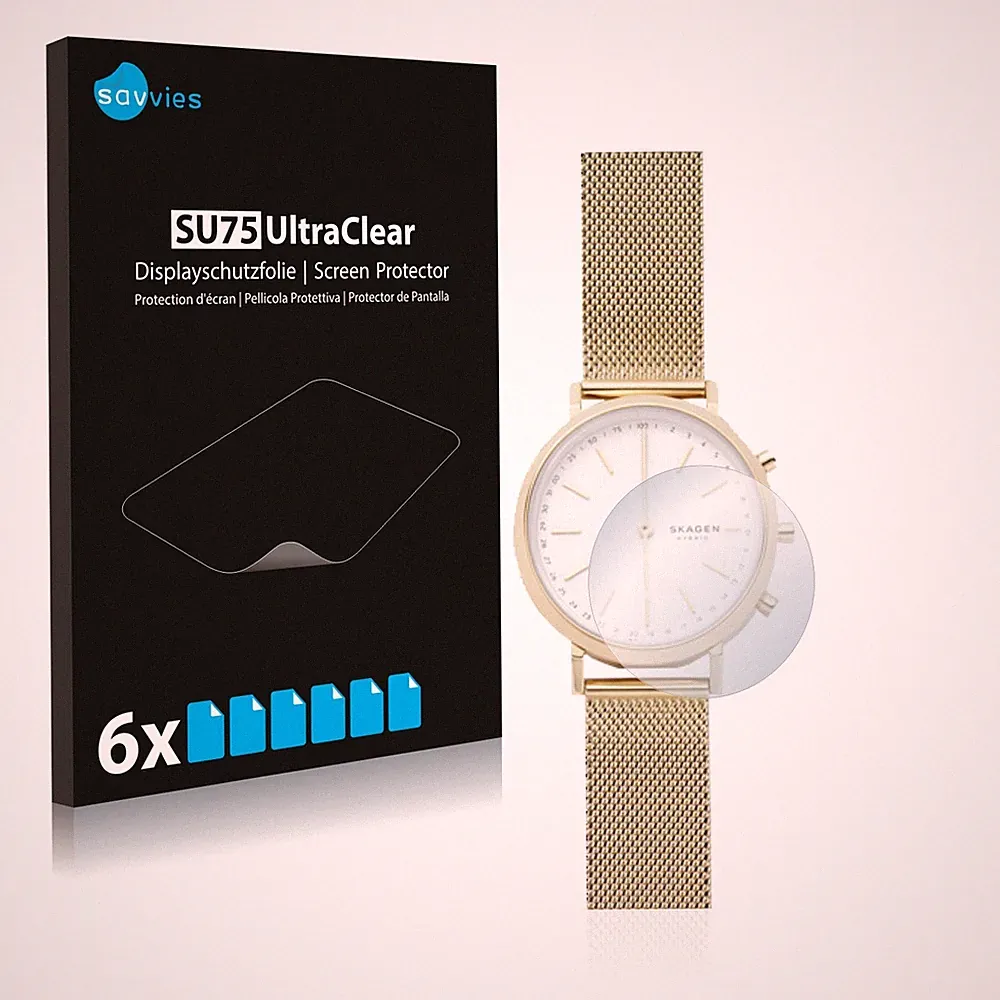 6x Schutzfolie Skagen Hybrid Smartwatch Mini Hald (34 mm) Display Schutz Folie