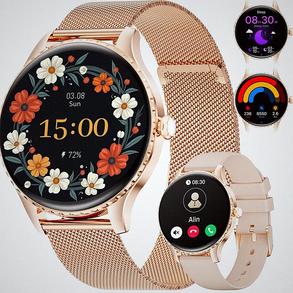 7.99mm Ultra Dünn Smartwatch Damen mit Telefonfunktion, 1.32" AMOLED Smart Wa...