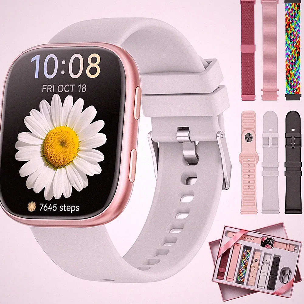 7 Armbänder & Geschenkbox Smartwatch Damen Herren, 1.83" HD Uhr damen mit Blu...