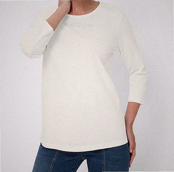 818865 Witt Weiden Damen Shirt 3/4 Arm Glitzer Steinchen NEU Gr. 38 - 56 ecru