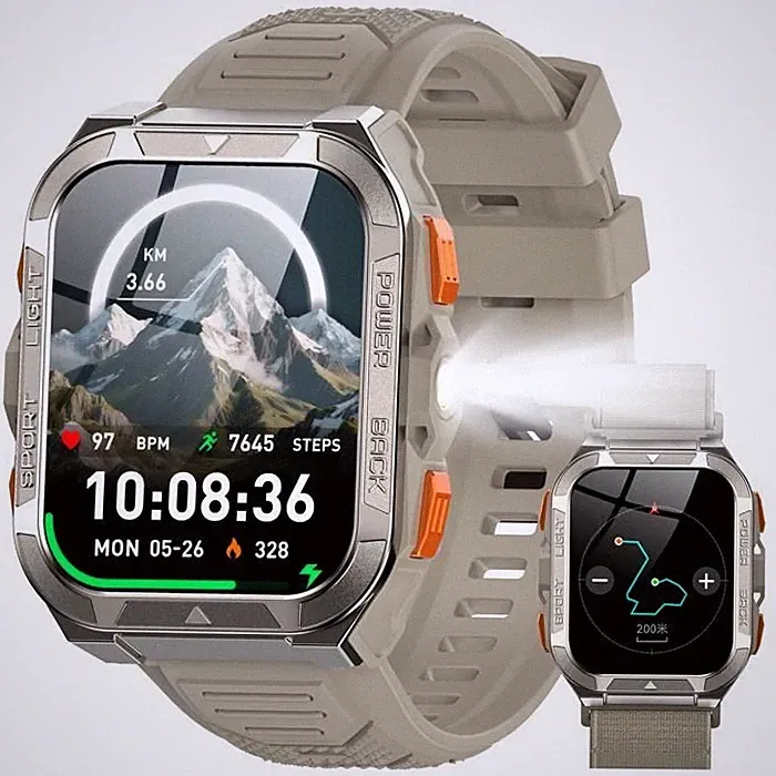 900mAh GPS Smartwatch Herren Uhr Kompass Luftdruck Telefonfunktion Schlafmonit