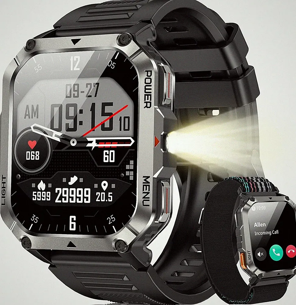 900mAh Smartwatch Herren, 2026 Militär Smartwatch Sportuhr mit Telefonfunktion