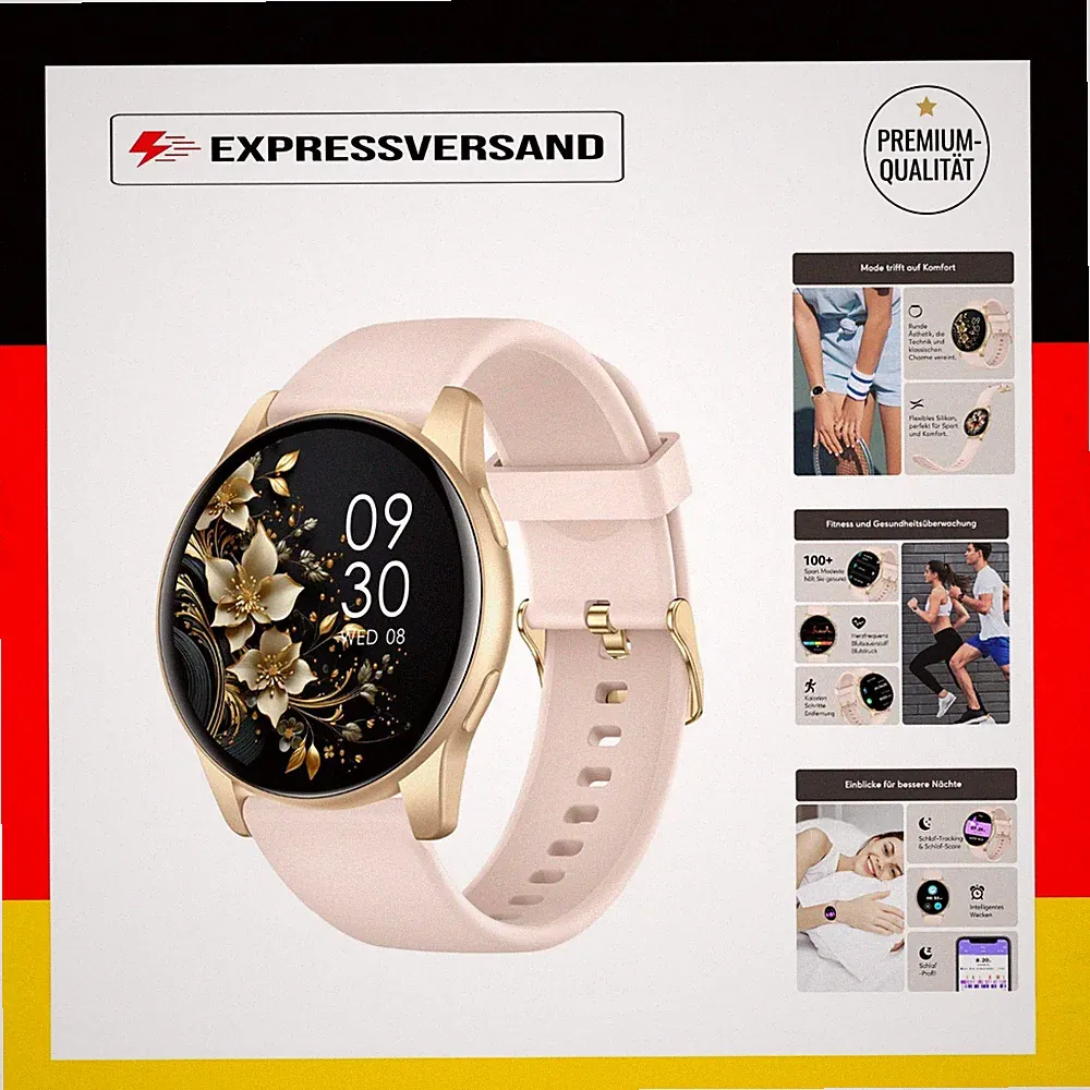 AcclaFit Smartwatch 1.38 Zoll HD-Display Bluetooth Fitness Tracker