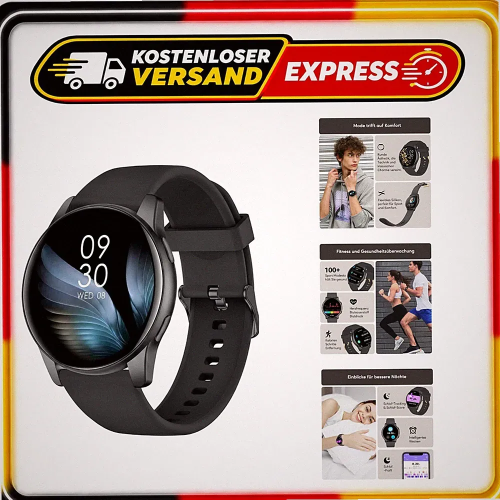 AcclaFit Smartwatch Fitness Tracker mit Herzfrequenz SpO2 Schrittzähler IP68