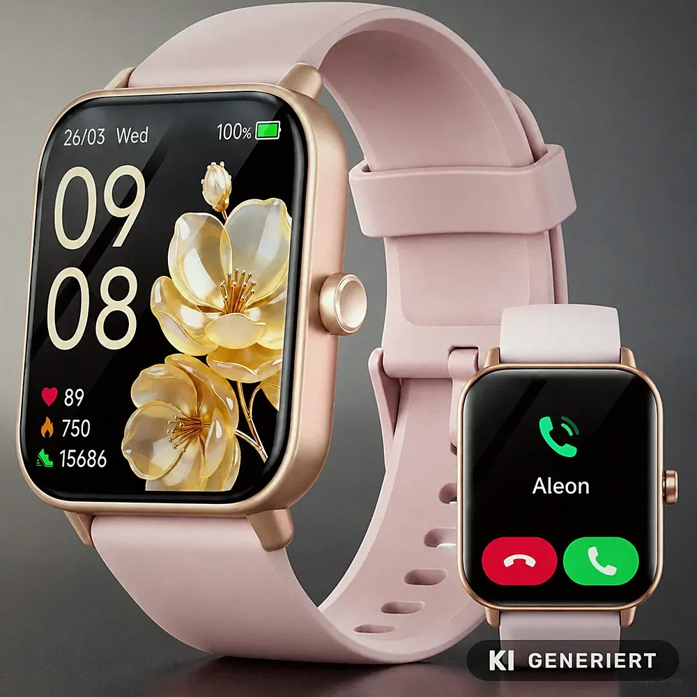 aeac Damen-Smartwatch Bluetooth-Anrufe Alexa 1,8 Zoll Touch Herzfrequenz NEU OVP