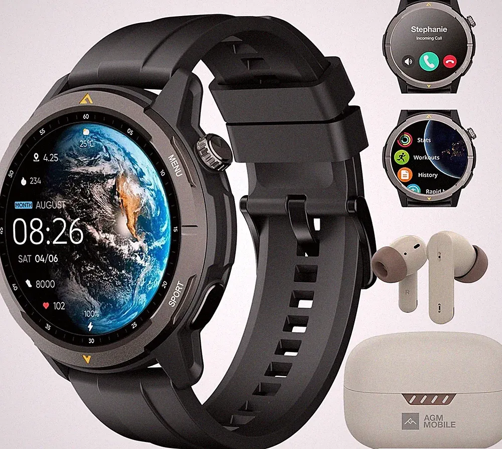AGM Legion Militär Smartwatch Damen Herren Mit Telefonfunktion, 1,43" HD AMOLED