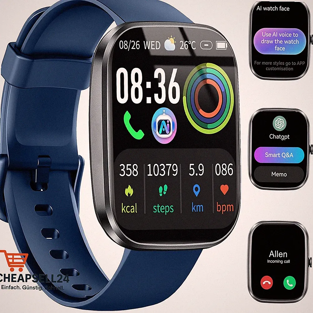 AI-Smartwatch 1,91 Zoll Fitnessuhr mit ChatGPT