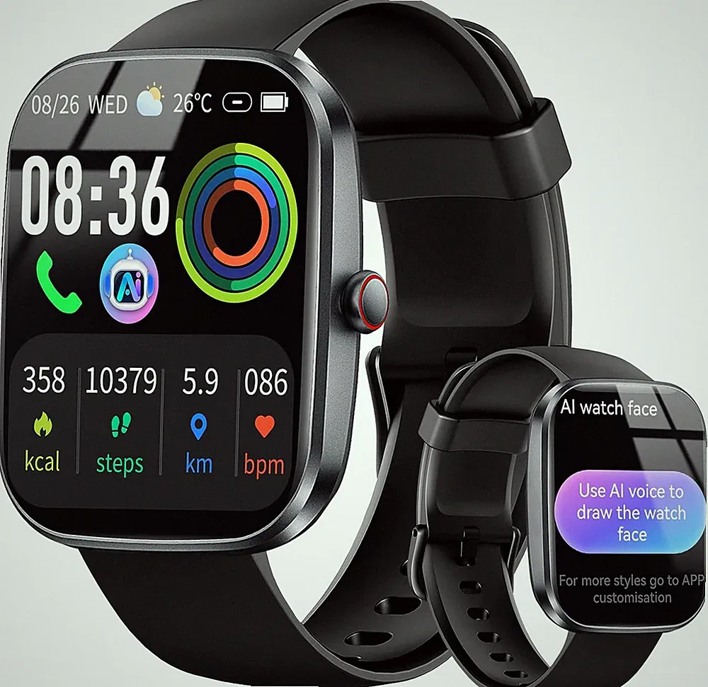 AI Smartwatch Herren 1.91" Fitnessuhr Integrierte ChatGPT-AI und Telefonfunktion