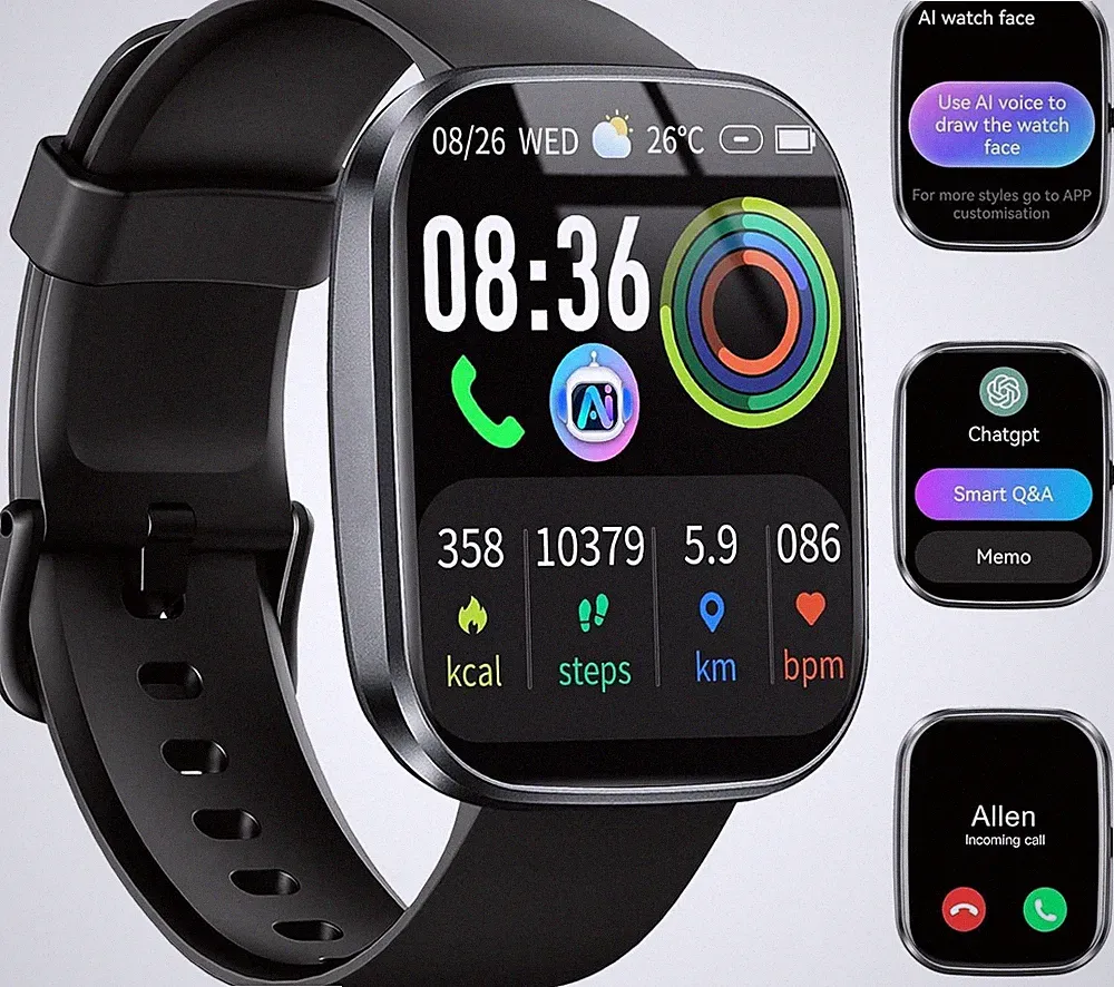 AI Smartwatch Herren Damen, 1.91" Smart Watch mit Telefonfunktion