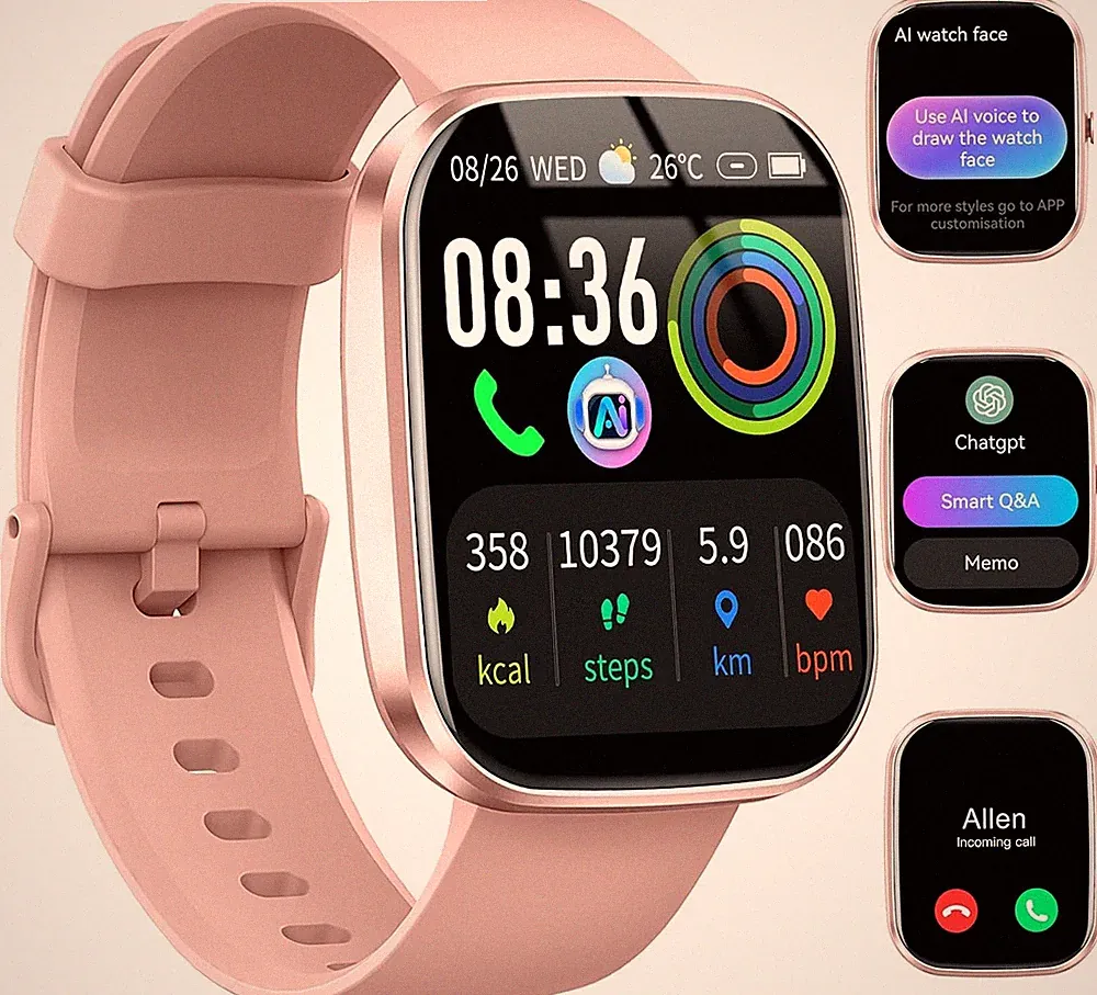 AI Smartwatch Herren Damen 1,91 Zoll Bluetooth Anruf