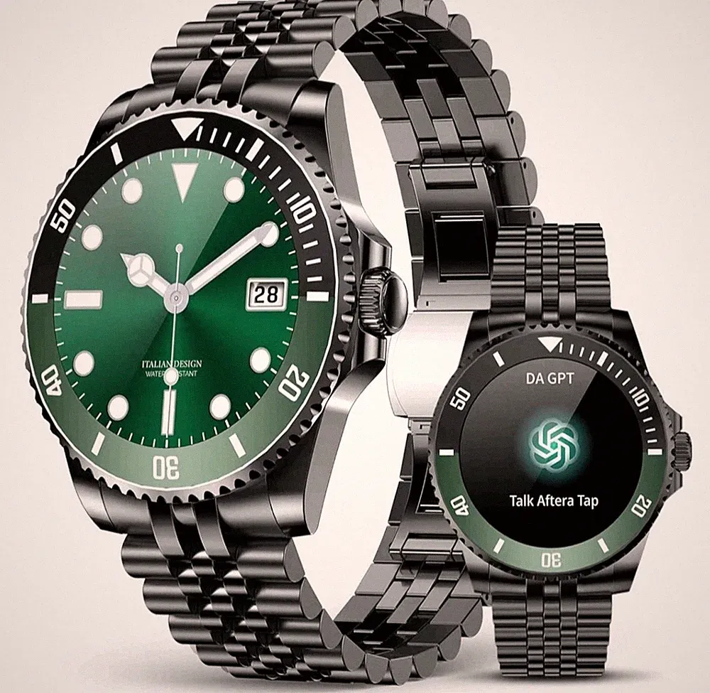 AI Smartwatch mit Telefonfunktion, 1,19''AMOLED Herzfrequenz mit für Android iOS