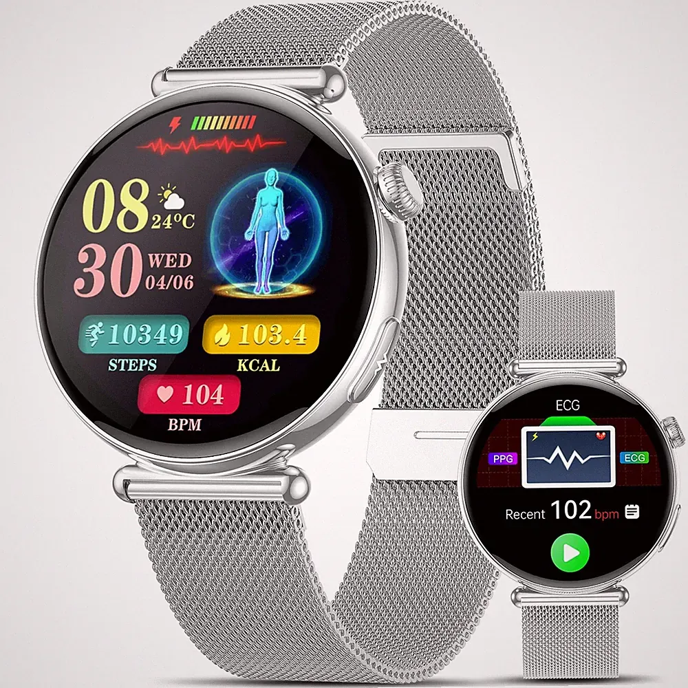 AIGPT Smartwatch 2026 Elegante Damen EKG Uhr mit Blutdruck & SchlafTrack