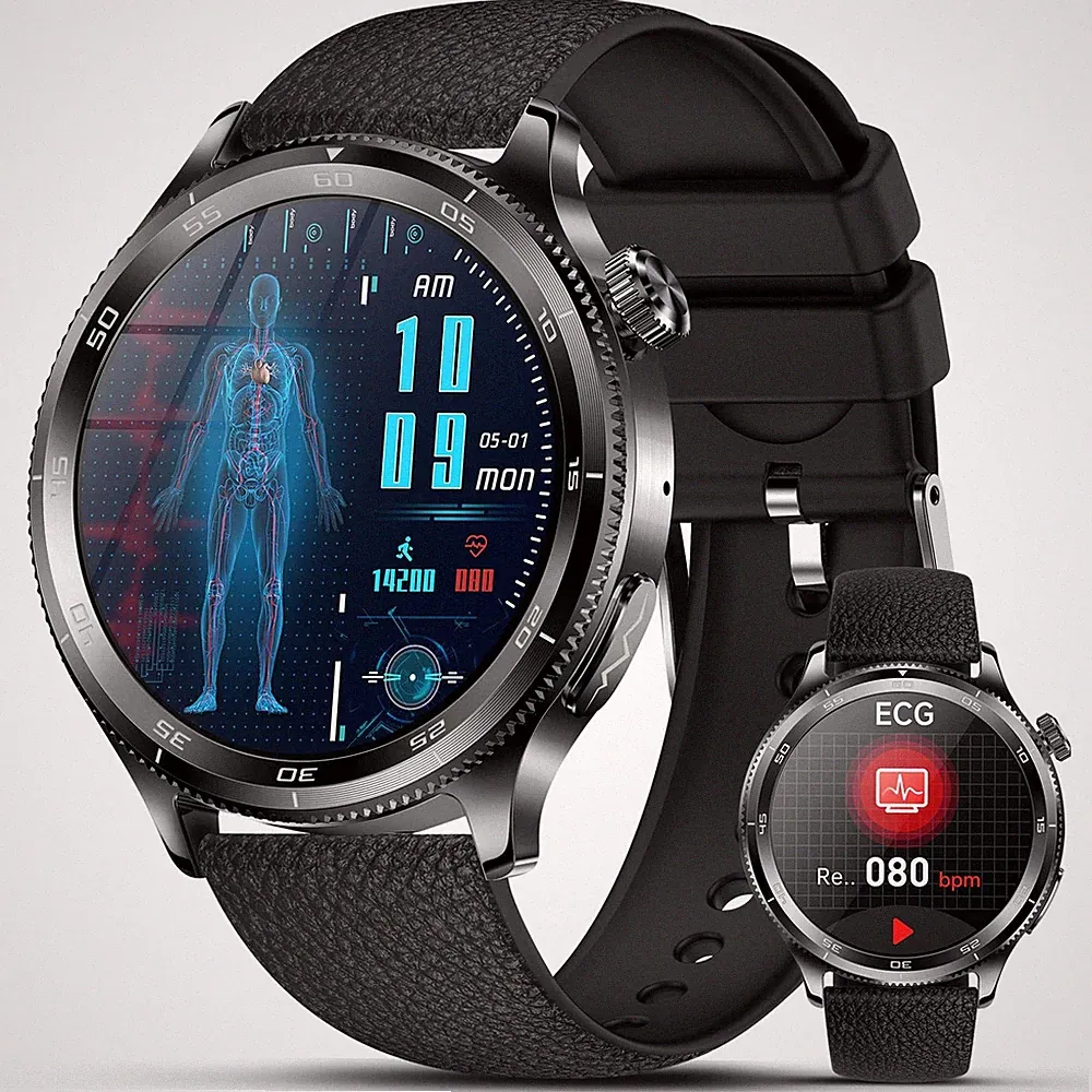AIGPT Smartwatch Herren mit EKG/HRV/Blutdruckmessung/BMI/Schlaf