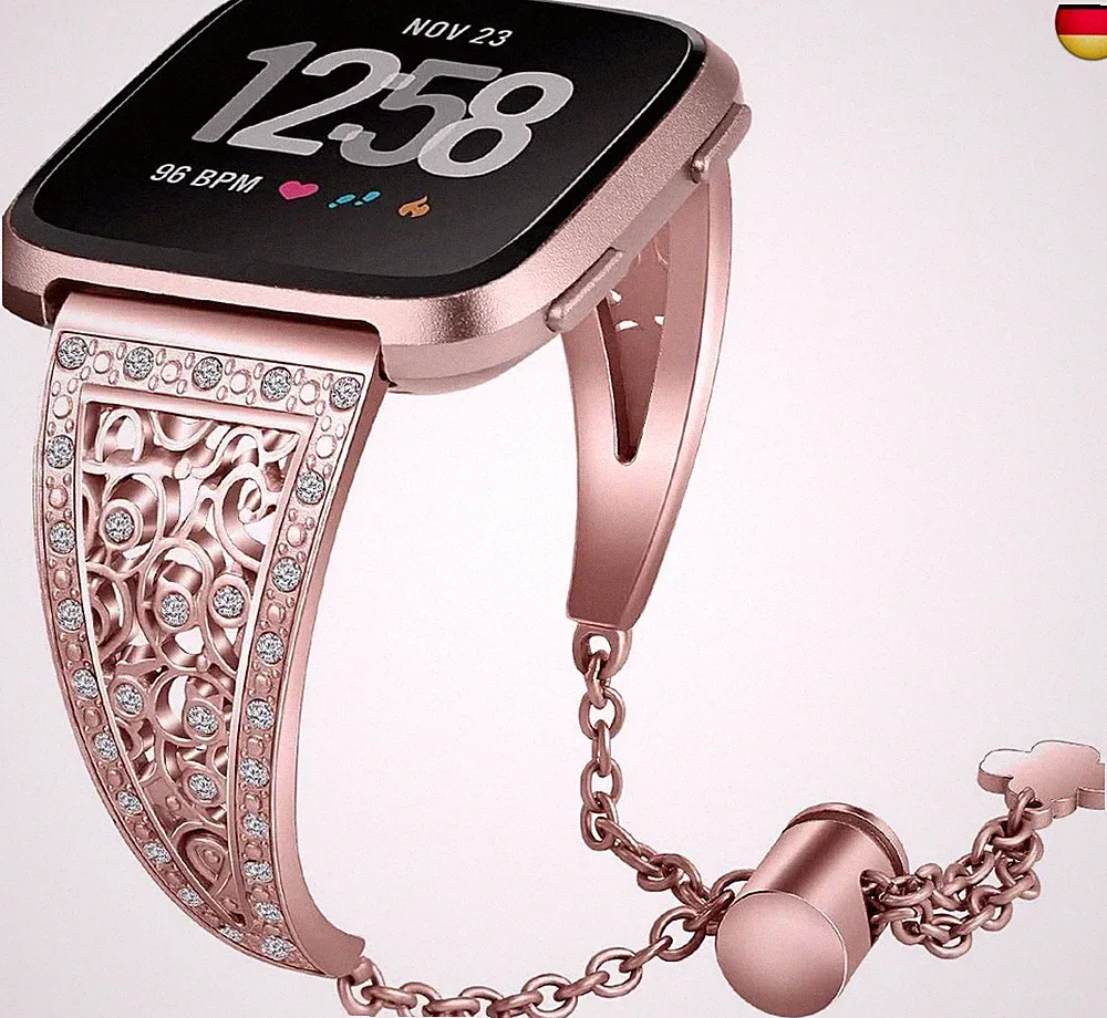 AISPORTS Kompatibel mit Fitbit Versa 2 Armband Frauen, Schlank Kristall Bling