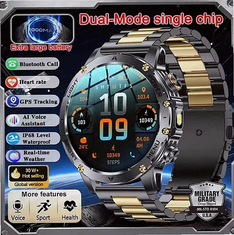 AK87 Smartwatch Herren Android Bluetooth Anruf Blutdruck Herzfrequenz