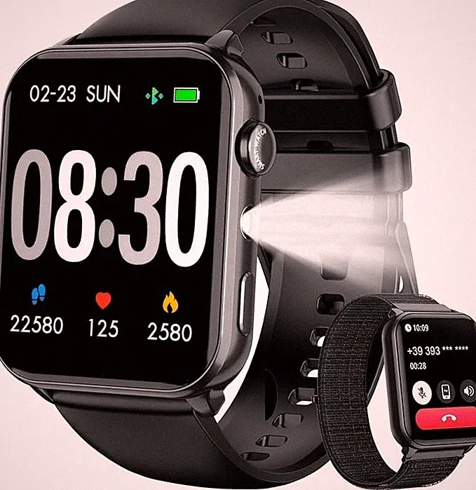 Alexa Smartwatch Damen Herren Fitnessuhr mit Telefonfunktion IP68 Wasserdicht