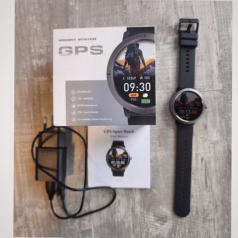 Alpha Sport Smartwatch Beyerswerk 1,32" AMOLED GPS Herzfrequenz Schwarz