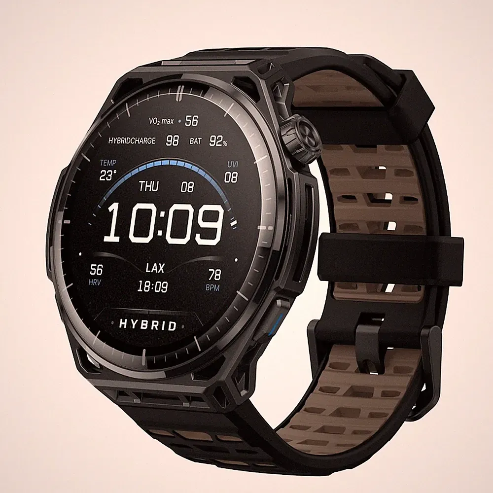 Amazfit Balance 3 51 mm Smartwatch Titanium Black mit AMOLED, Saphirglas, Dual-B