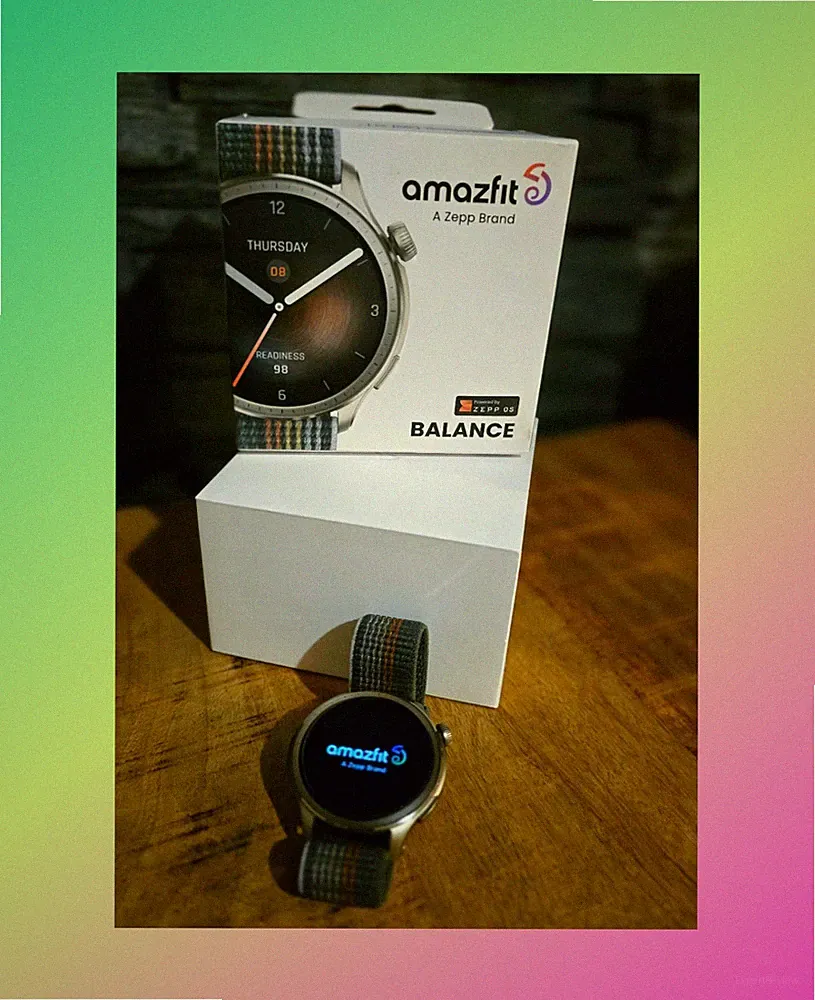 Amazfit Balance Smartwatch 46 mm silber, graues Textilarmband, Android, OVP