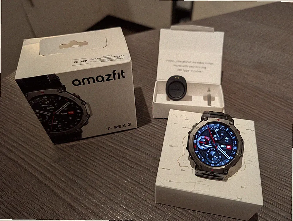 Amazfit T-Rex 3 Onyx Black Smartwatch, Outdoor-Uhr, Wasserdicht