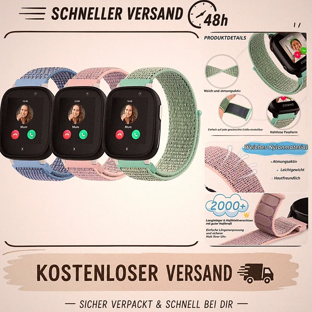 Amzpas 3er Nylon Armband für Xplora X6 Kinder Smartwatch
