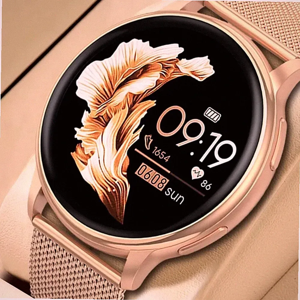 Android Smartwatch Damen Bluetooth Anruf Blutdruck Herzfrequenz Roségold