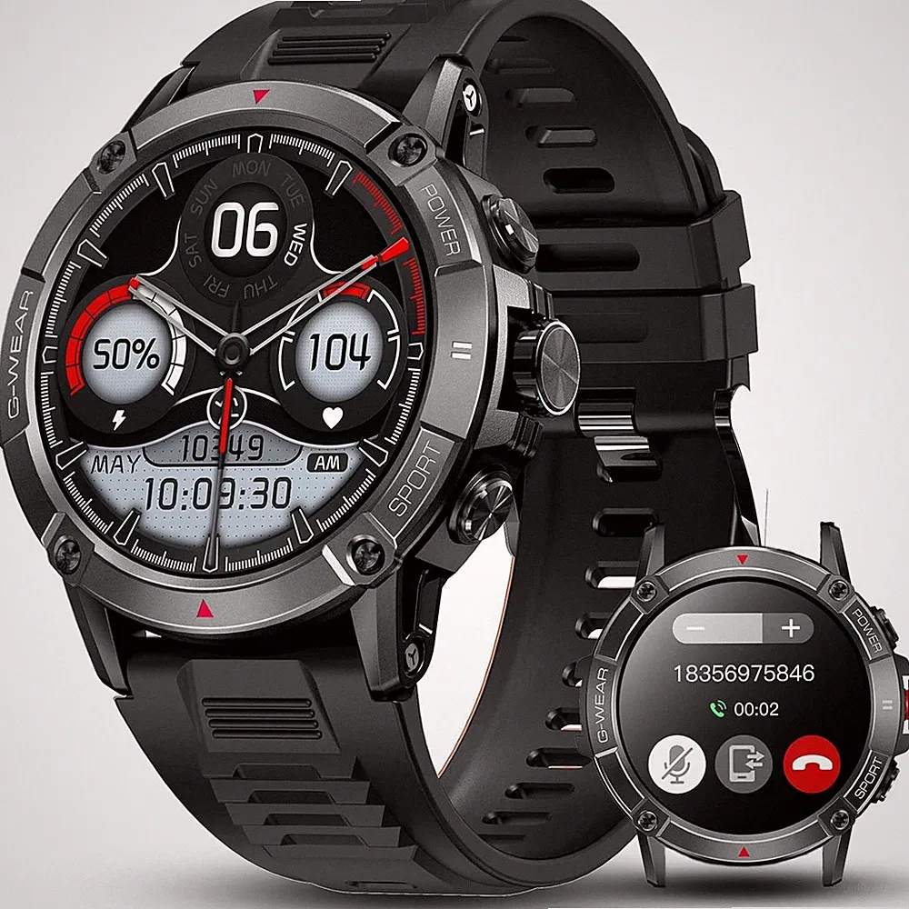 ANSUNG Smartwatch Herren mit Telefonfunkt,1,52” IPS Touchscreen Wasserdicht 50m